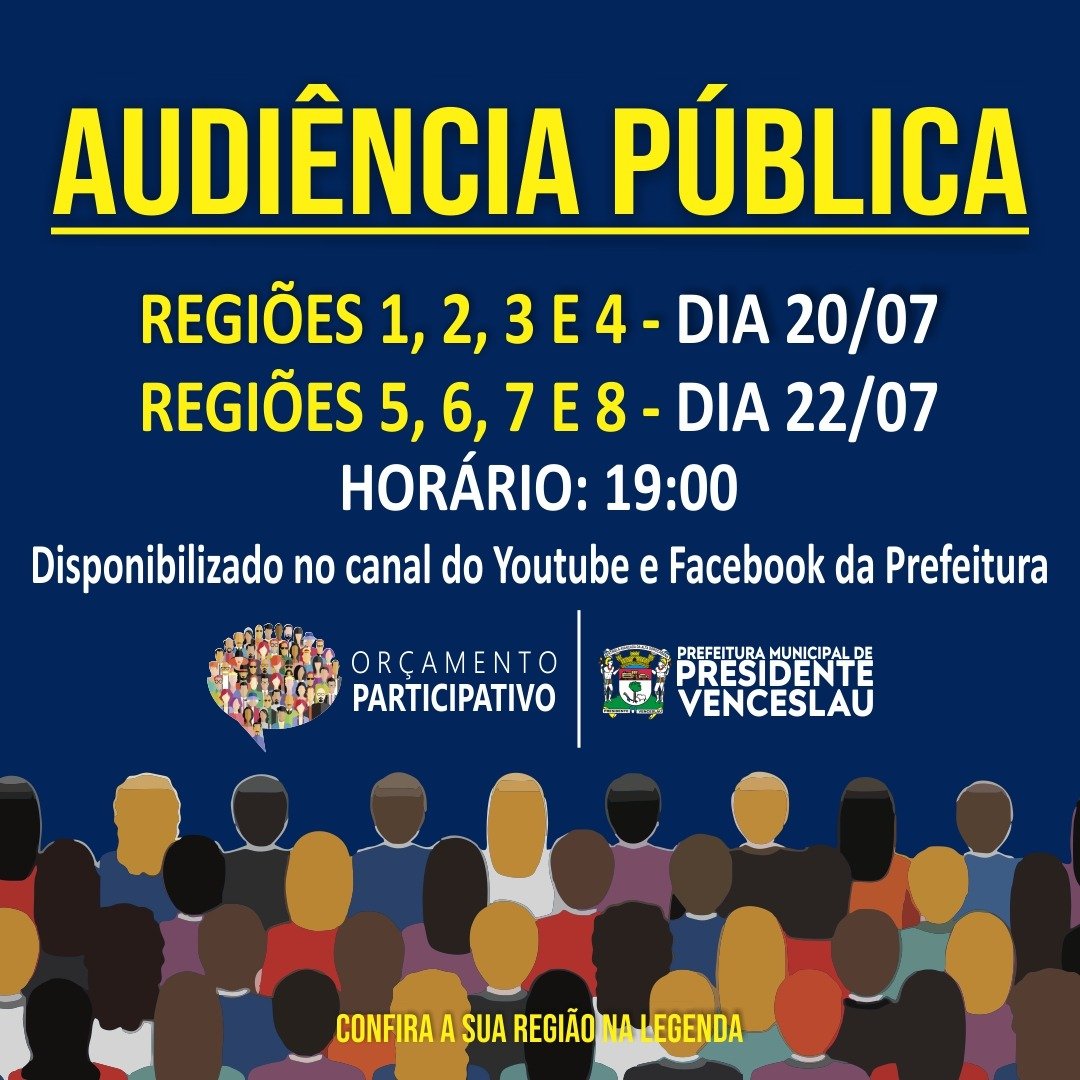 Prefeitura realiza hoje e quinta audiência pública sobre o Orçamento Participativo Prefeitura realiza hoje e quinta audiência pública sobre o Orçamento Participativo