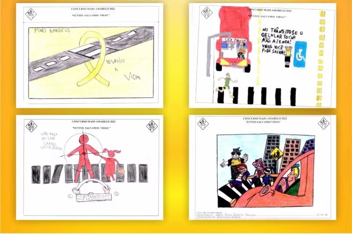 Alunos ganhadores do 2º Concurso de Desenho do Maio Amarelo recebem prêmios Alunos ganhadores do 2º Concurso de Desenho do Maio Amarelo recebem prêmios
