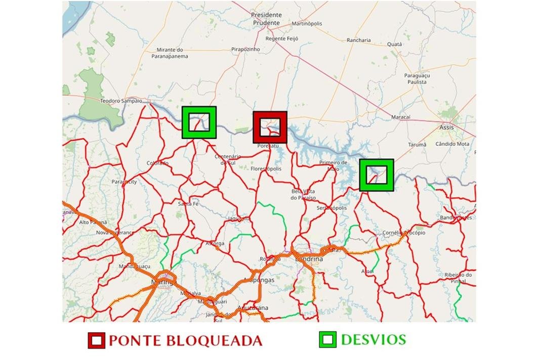 Ponte sobre o Rio Paranapanema na divisa entre os estados de SP e do PR será interditada nesta quarta-feira
