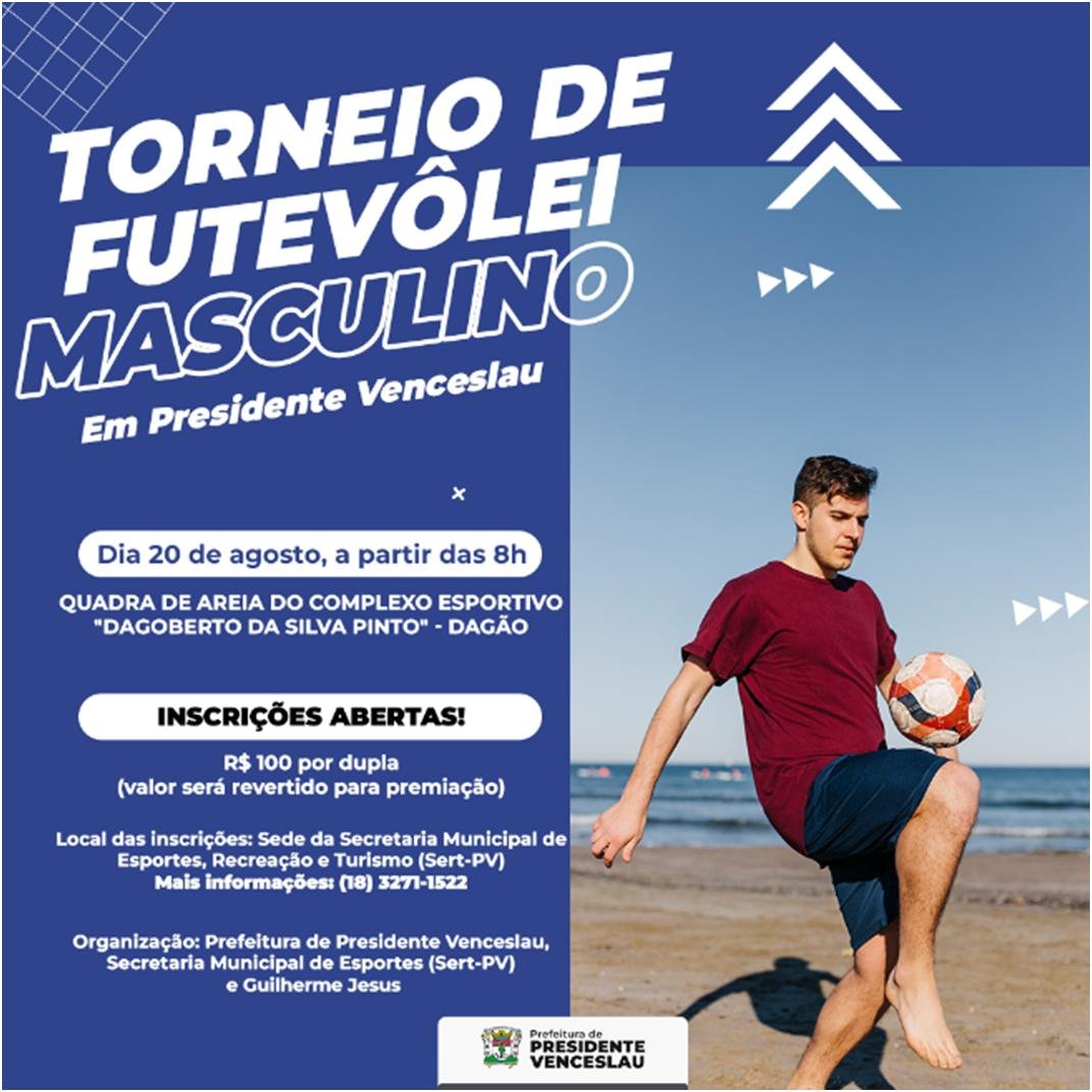 '2ª Torneio de Futevôlei Masculino'; Data do evento esportivo em Venceslau, é alterada; Inscrições seguem abertas!