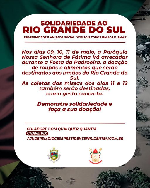 'XIV Festa da Padroeira'; Evento organizado pela Paróquia Nossa Senhora de Fátima com atrações e comidas típicas, acontece na noite de hoje e amanhã em Venceslau!