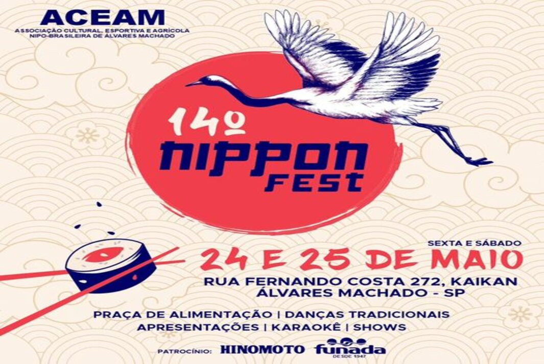 '14ª Nippon Fest'; Com ampla programação artísticas e pratos típicos da cultura japonesa, evento começa hoje em Álvares Machado; A partir das 19h!