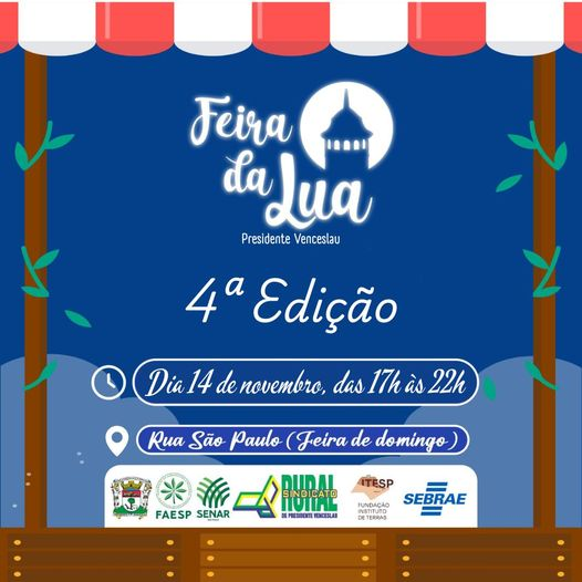 '4ª Feira da Lua'; Com exposições, praça de alimentação e música ao vivo, evento acontece hoje em Venceslau; Das 17h às 22h e aberto ao público! '4ª Feira da Lua'; Com exposições, praça de alimentação e música ao vivo, evento acontece hoje em Venceslau; Das 17h às 22h e aberto ao público!