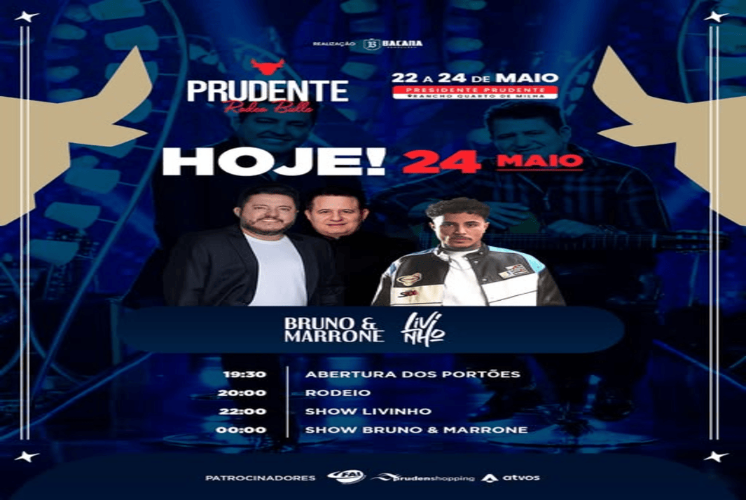 O sertanejo Bruno, com presença ainda não confirmada de Marrone, e o funk de MC Livinho encerram o evento nesta noite!