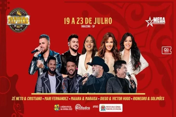 'Fapidra 2023'; Evento que acontece em julho, tem na grade de shows a sensação Mari Fernandez, Diego e Victor Hugo; Rio Negro & Solimões fecha o último dia com entrada franca!