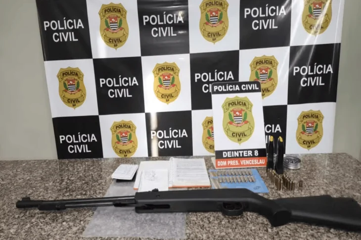 'Posse Ilegal de Munições'; Homem é preso em flagrante após ameaçar ex-mulher com bilhete enrolado em projétil de calibre 9mm, em Venceslau!