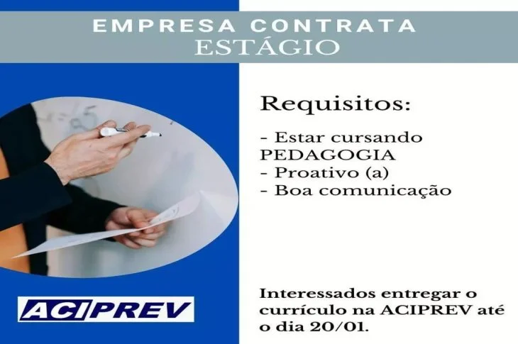 Aciprev divulga oportunidade de estágio