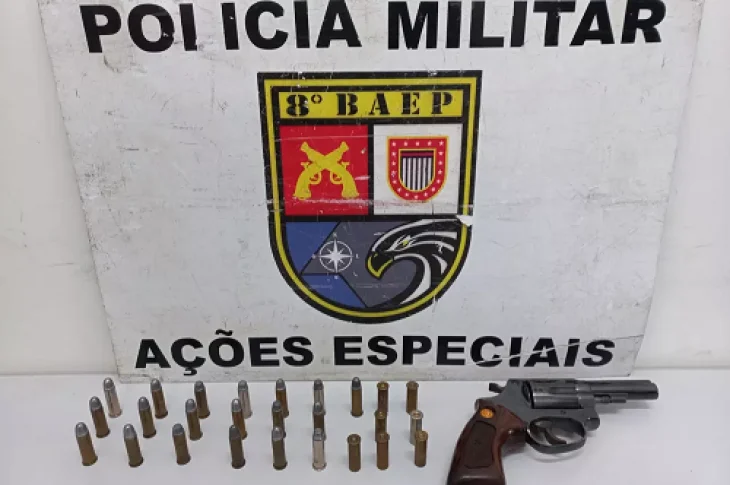 Após denúncia de disparo de arma de fogo, Polícia Militar apreende revólver e 26 munições de calibre 38 em Marabá Paulista