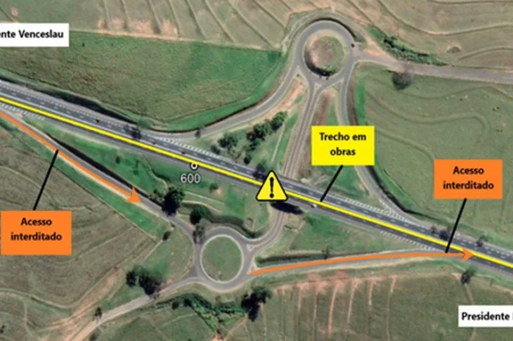 Até segunda-feira, trecho da Rodovia Raposo Tavares em Santo Anastácio segue interditado para obras no pavimento
