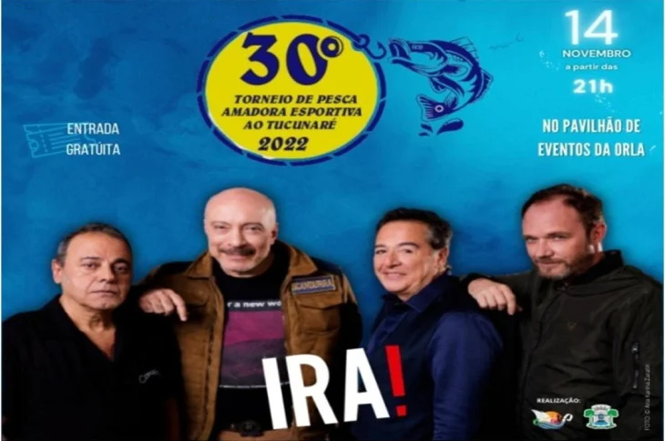 Banda Ira será atração principal, do 30º Torneio de Pesca em Presidente Epitácio no mês de novembro