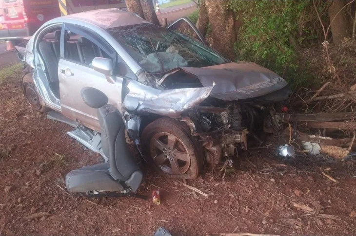 Colisão de carro contra defensa metálica e árvore mata rapaz de 20 anos 
