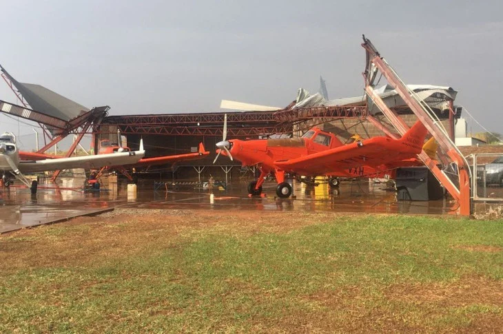 Fortes ventos provocam danos na estrutura do Aeroporto Estadual de Dracena