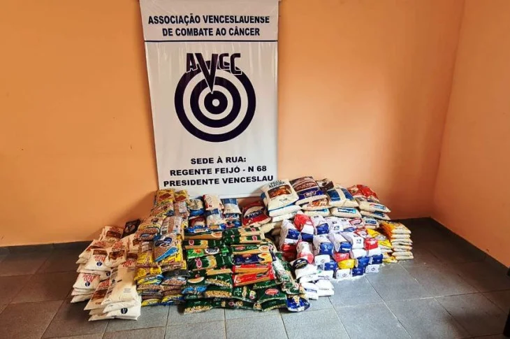 Fundo Social destina cerca de 800 quilos de alimentos para a Associação Venceslauense de Combate ao Câncer