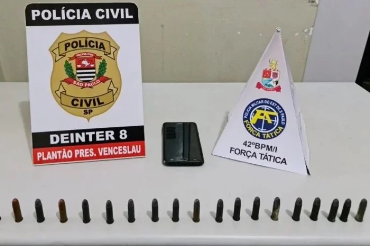 Homem procurado pela justiça é preso com munições em operação conjunta da Polícia Civil e Militar em Venceslau