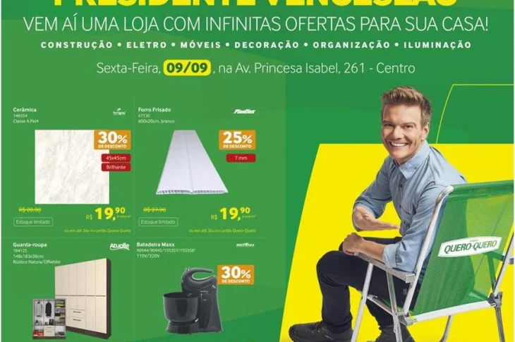Inaugurou nesta sexta (9) em Presidente Venceslau Lojas “Quero Quero”, Rede com mais de 500 lojas e 55 anos no mercado, venha conhecer;