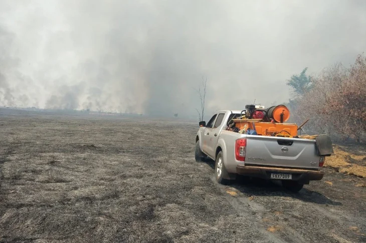Incêndio atinge área do Parque Estadual do Rio do Peixe em Ouro Verde