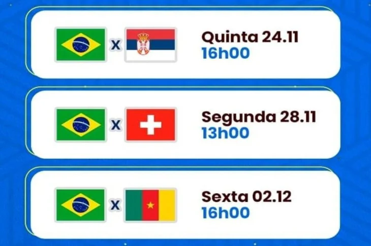 Jogos do Brasil na Copa do Mundo serão exibidos gratuitamente no centro de Presidente Venceslau a partir desta quinta-feira