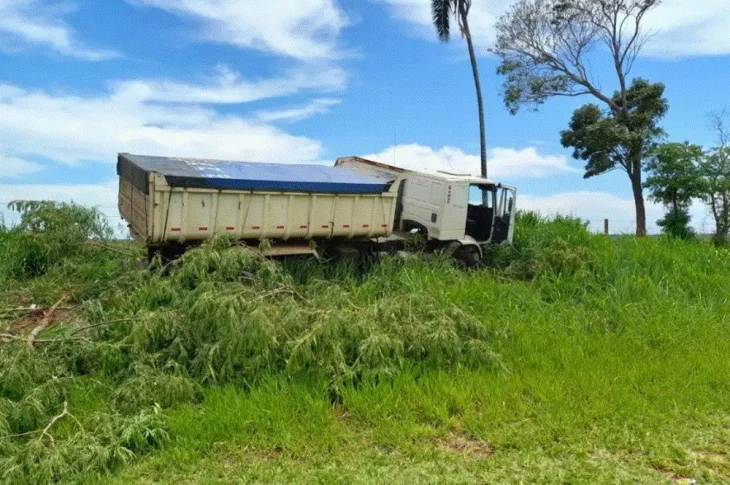 Motorista morre após sofrer mal súbito e bater caminhão em árvore