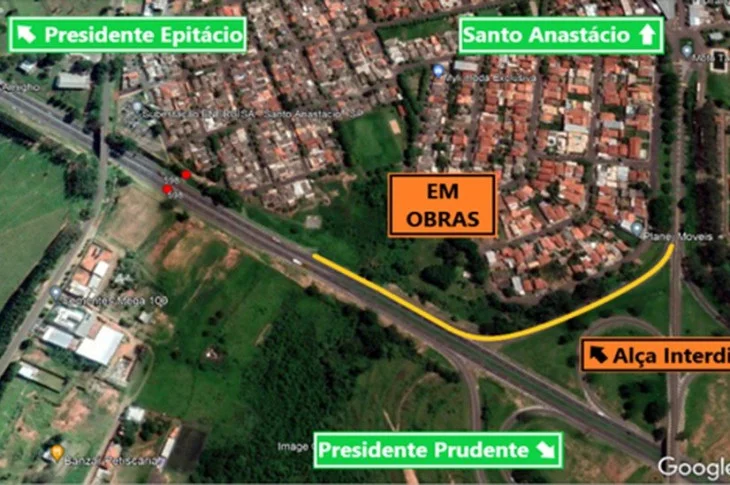 Obras causam interdição de alça de saída para a Rodovia Raposo Tavares em Santo Anastácio