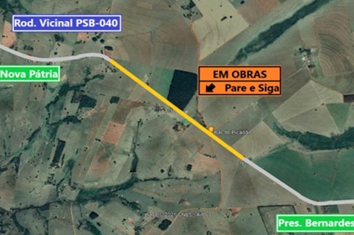 Obras em estrada vicinal exigem adoção de sistema Pare e Siga em Presidente Bernardes