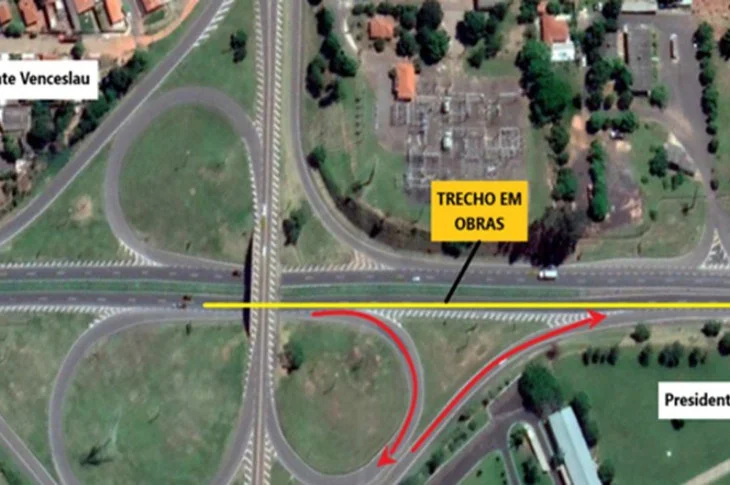 Obras interditam alça de saída para acesso à Rodovia Raposo Tavares, em Presidente Venceslau